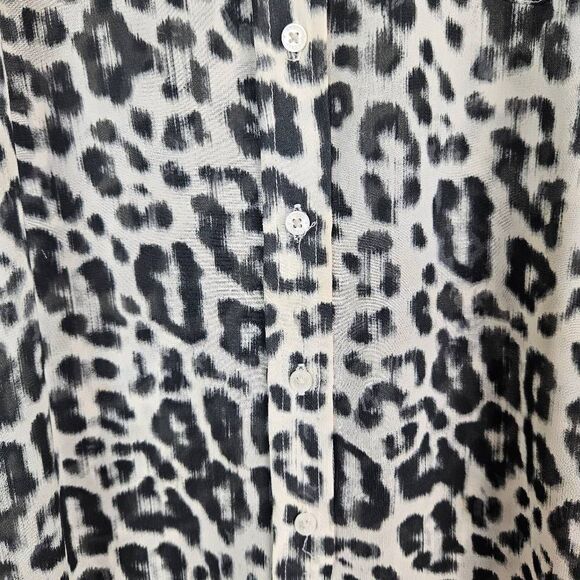 GUESS Leopard Animal Print Black White Sleeveless Semi-Sheer Career Dress Top Sm - Picture 3 of 7